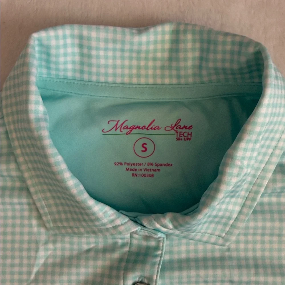 Magnolia Lane | 2016 Masters Tech Performance Golf Polo 50+ UPF Gingham Check S - Picture 2 of 15